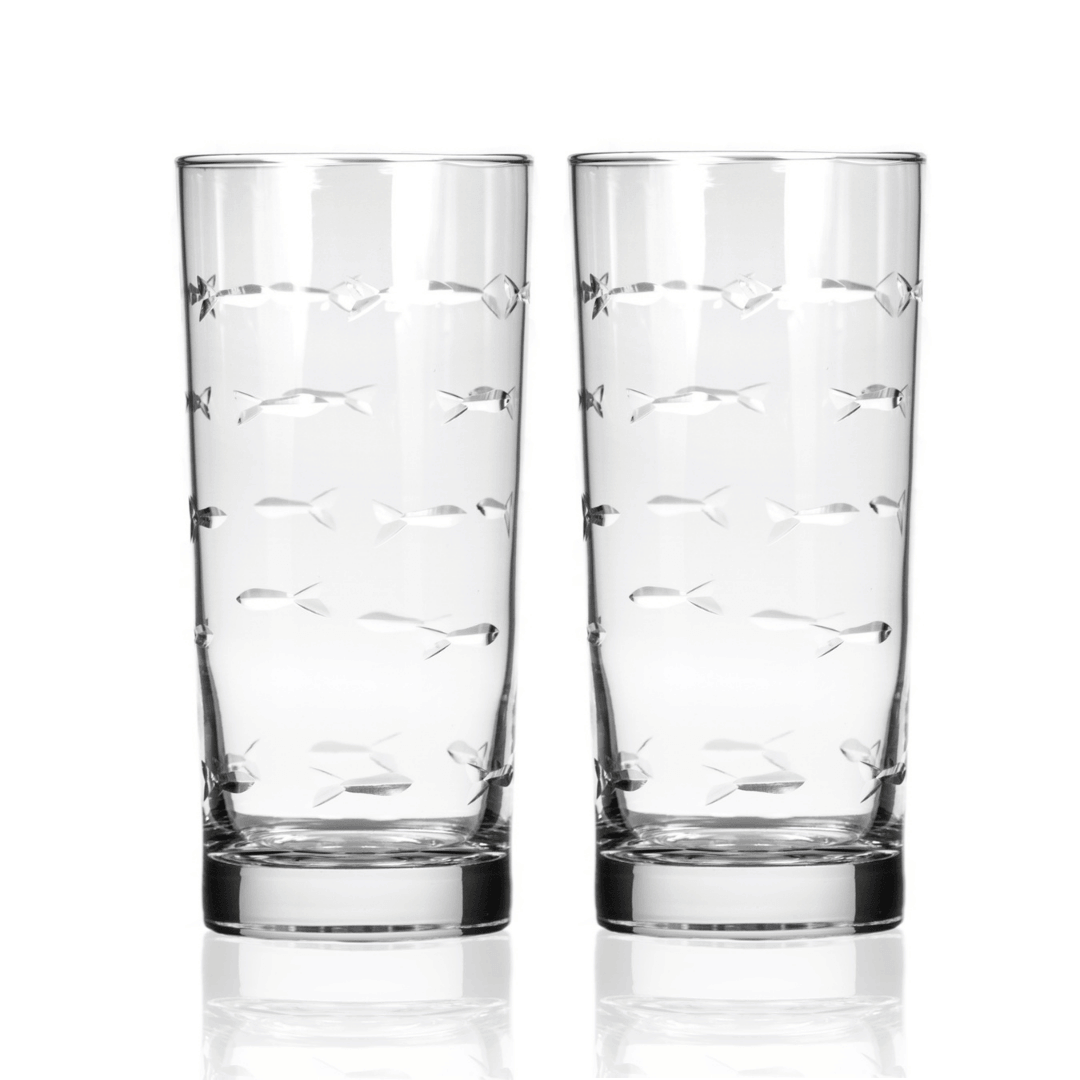 School of Fish Highball Cooler Glass Set of 2 by Rolf Glass