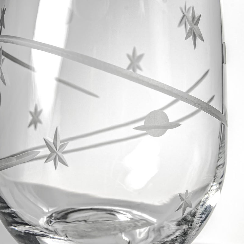 Rolf Glass Space 17oz Stemless Wine Glass detailed engraving