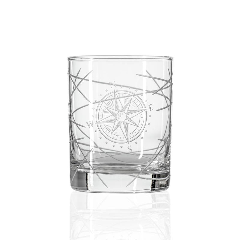 Compass Star Longitude 13oz Double Old Fashioned Whiskey Glass | Set of 4