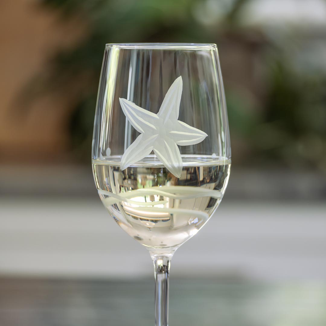 Rolf Glass Starfish 12oz White Wine Glass Close up