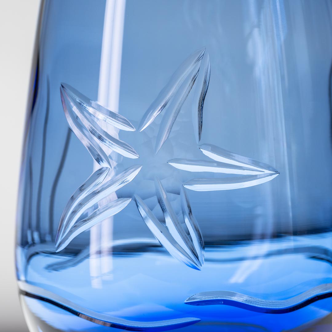 Starfish 15oz Blue Stemless Wine Tumbler Glass - Thumbnail 3