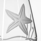 Starfish 18oz engraved stemless wine tumbler glass, lead-free, detailed view, Rolf Glass