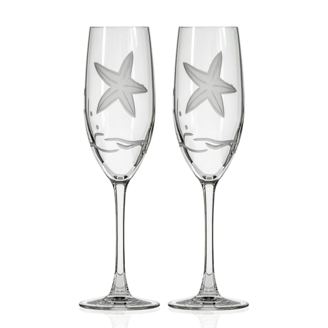 Rolf Glass Starfish 8oz Champagne Flute set of 2