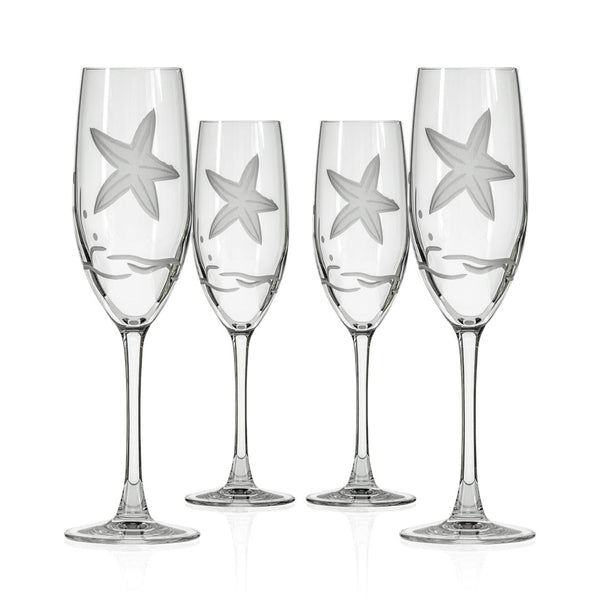 Rolf Glass Starfish 8oz Champagne Flute set of 4