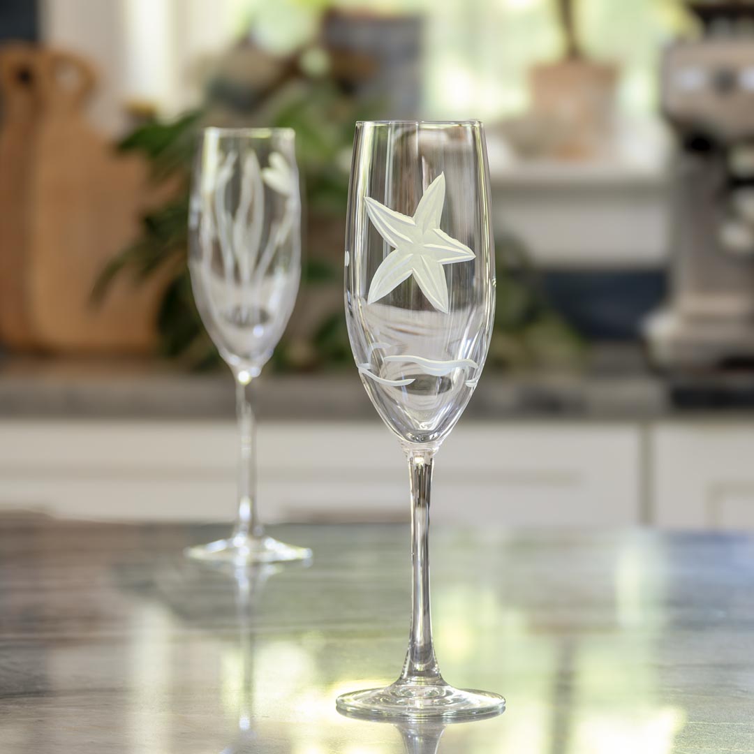 Rolf Glass Starfish 8oz Champagne Flute set of 2
