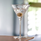 Rolf Glass Strata 10oz Martini Cocktail Glass with a classic cocktail