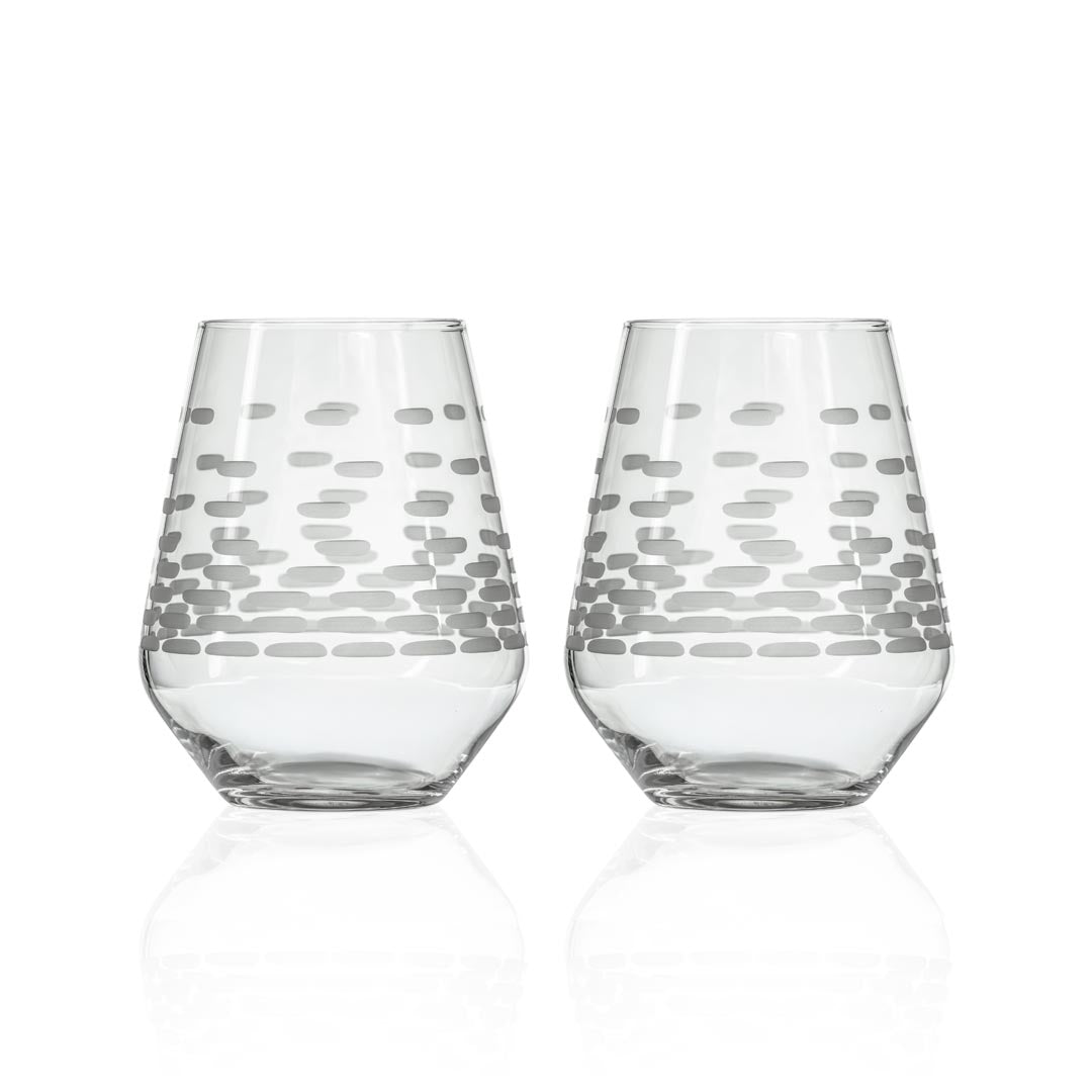 Rolf Glass Strata 18oz Stemless Wine Glass Set of 2
