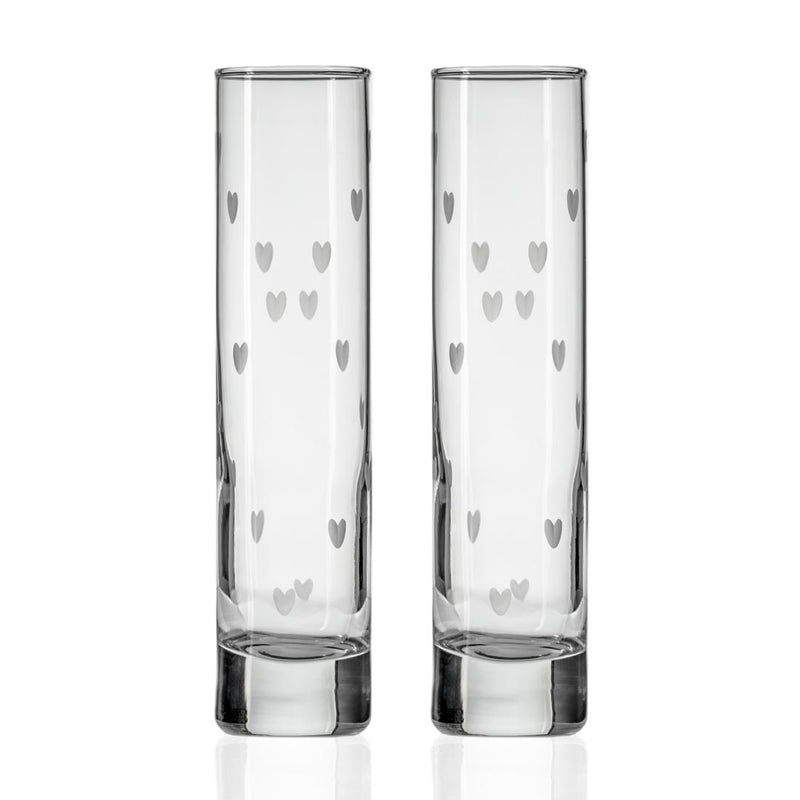 Rolf Glass String of Hearts 8in Bud Vase Wedding Gifts set of 2