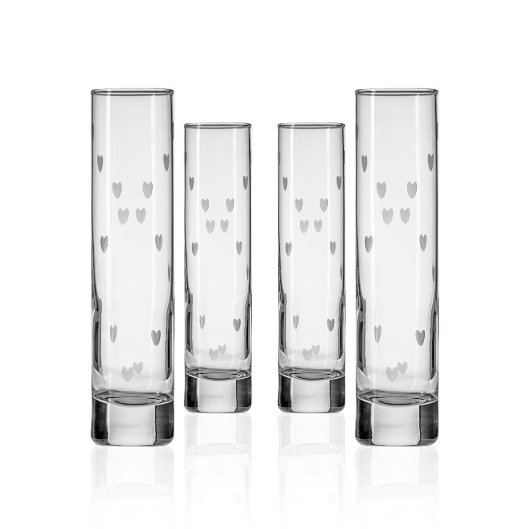 Rolf Glass String of Hearts 8in Bud Vase Wedding Gifts set of 4