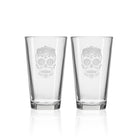 Sugar Skull 16oz Beer Pint Glass Set of 2 by Rolf Glass