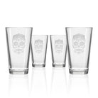 Sugar Skull 16oz Beer Pint Glass Set of 4 by Rolf Glass