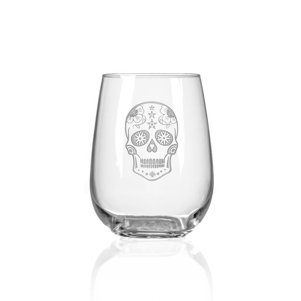 Rolf Glass Sugar Skull Stemless Wine Tumbler