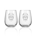 Rolf Glass Sugar Skull 17oz Stemless Wine Tumbler Glass
