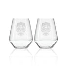 Sugar Skull 18oz Stemless Wine Glass Set of 2 by Rolf Glass