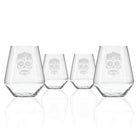 Sugar Skull 18oz Stemless Wine Glass Set of 4 by Rolf Glass