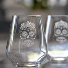 Sugar Skull 18oz Stemless Wine Glass by Rolf Glass