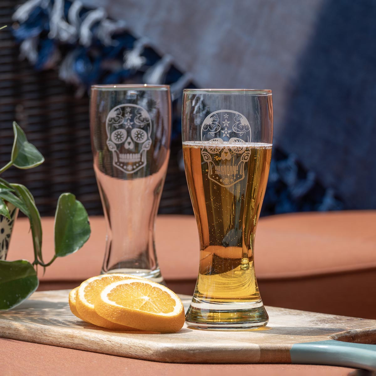 Rolf Glass Sugar Skull 20oz Large Pilsner Beer Glass