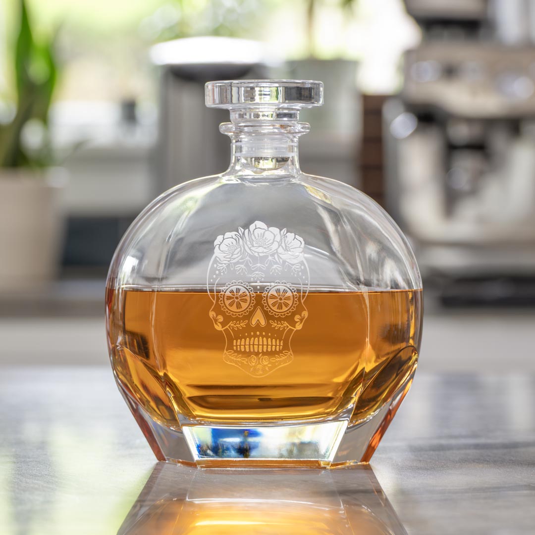 Sugar Skull 23oz whiskey decanter by Rolf Glass