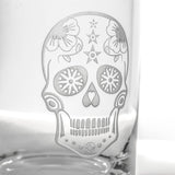 Rolf Glass Sugar Skull 11oz On the Rocks Whiskey Glass detailed sand engraving