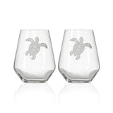 Rolf Glass Turtle 18oz Stemless Wine Glass set of 2