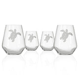 Rolf Glass Turtle 18oz Stemless Wine Glass set of 4