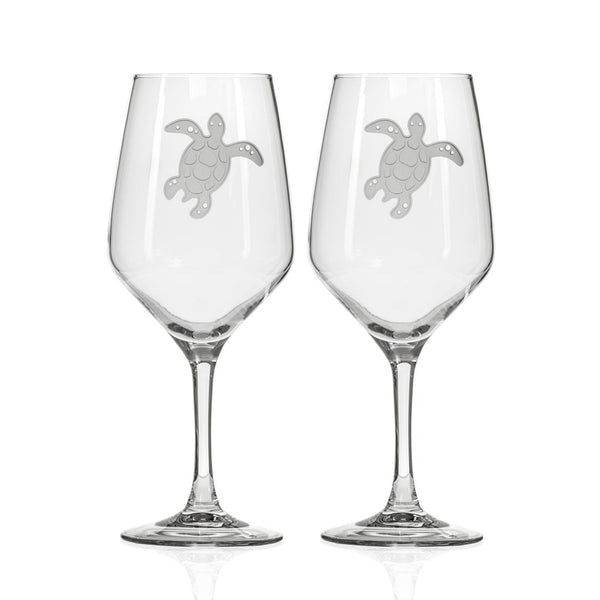 Rolf Glass Turtle 19.75oz All Purpose Wine Glass set of 2