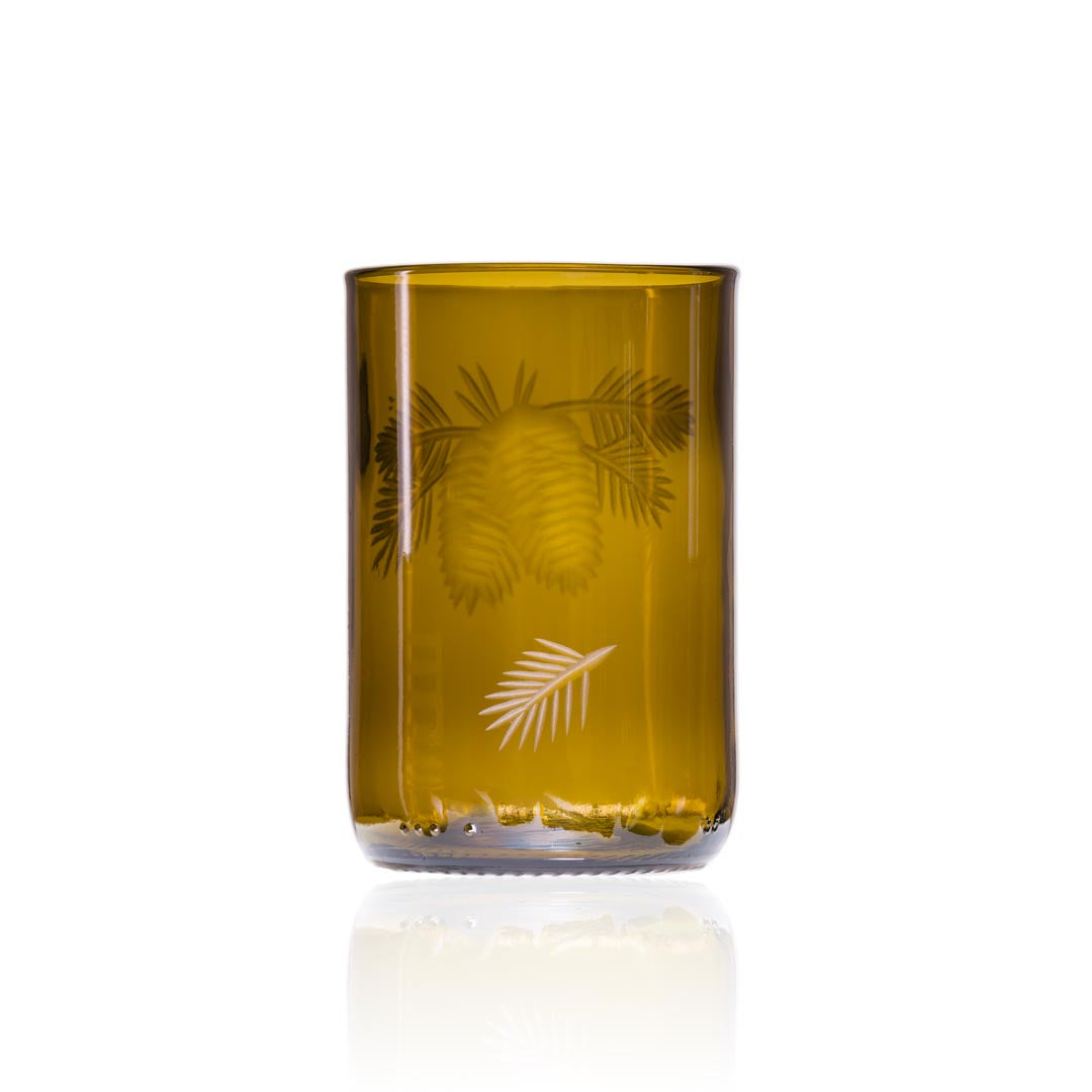 Twice Around Repurposed 12oz Amber Woodland Pine Tumbler by Rolf Glass