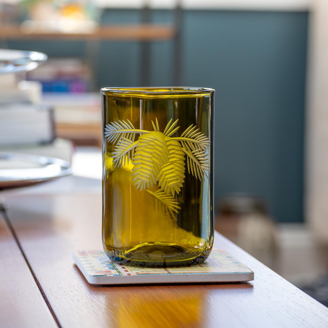 Twice Around Repurposed 12oz Amber Woodland Pine Tumbler by Rolf Glass