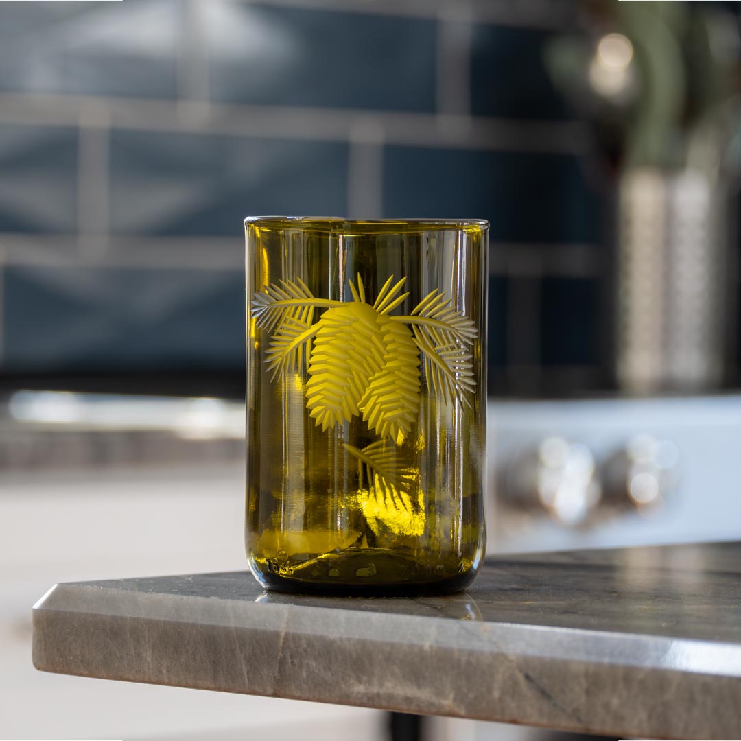 Twice Around Repurposed 12oz Amber Woodland Pine Tumbler by Rolf Glass