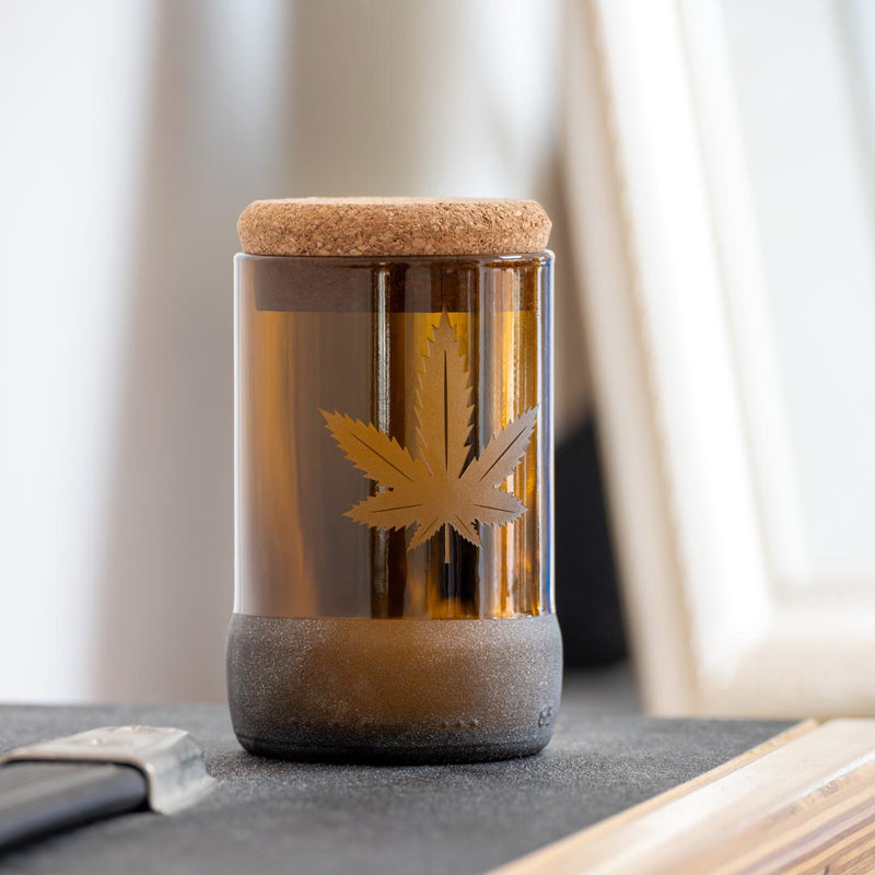 Rolf Glass Twice Around Go Green! 3.5in Stash Jar & Cork Stopper is green!