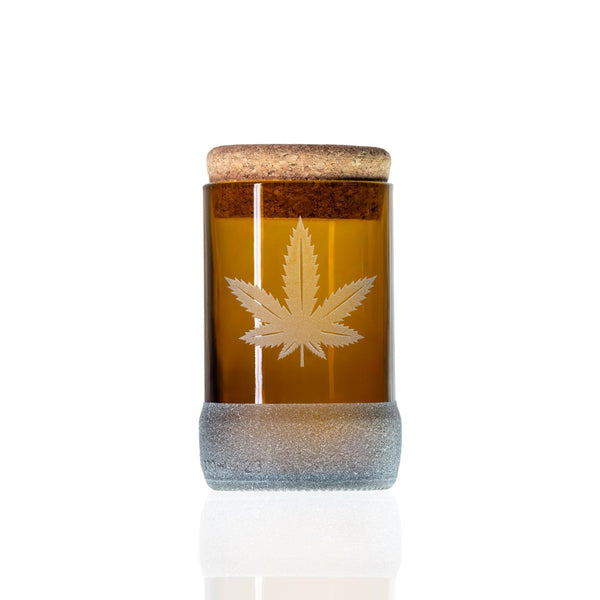 Rolf Glass Twice Around Go Green! 3.5in Stash Jar & Cork Stopper