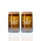Rolf Glass Twice Around Go Green! 3.5in Stash Jar & Cork Stopper set of 2 in gift box