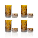 Rolf Glass Twice Around Citrus Garden Mocha 13oz Pitcher and 2" sipper glasses set of 2 pack of 4
