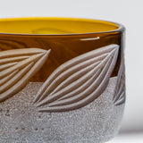 Rolf Glass Twice Around Citrus Garden Mocha 2in Mini Sipper detailed view of engraved citrus leaf