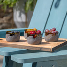 Rolf Glass Twice Around Citrus Garden Mocha 2in Mini Sipper with fresh fruits serving guests