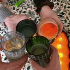 Rolf Glass Twice Around Mosaic Set of 4 Christmas party cheers 