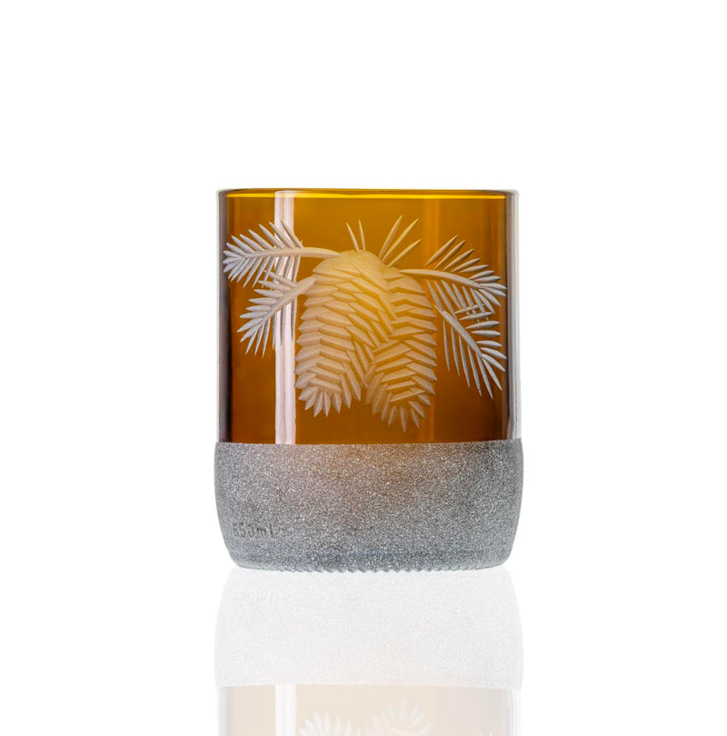 Rolf Glass Twice Around Woodland Pine 8oz Mocha Tumbler front view