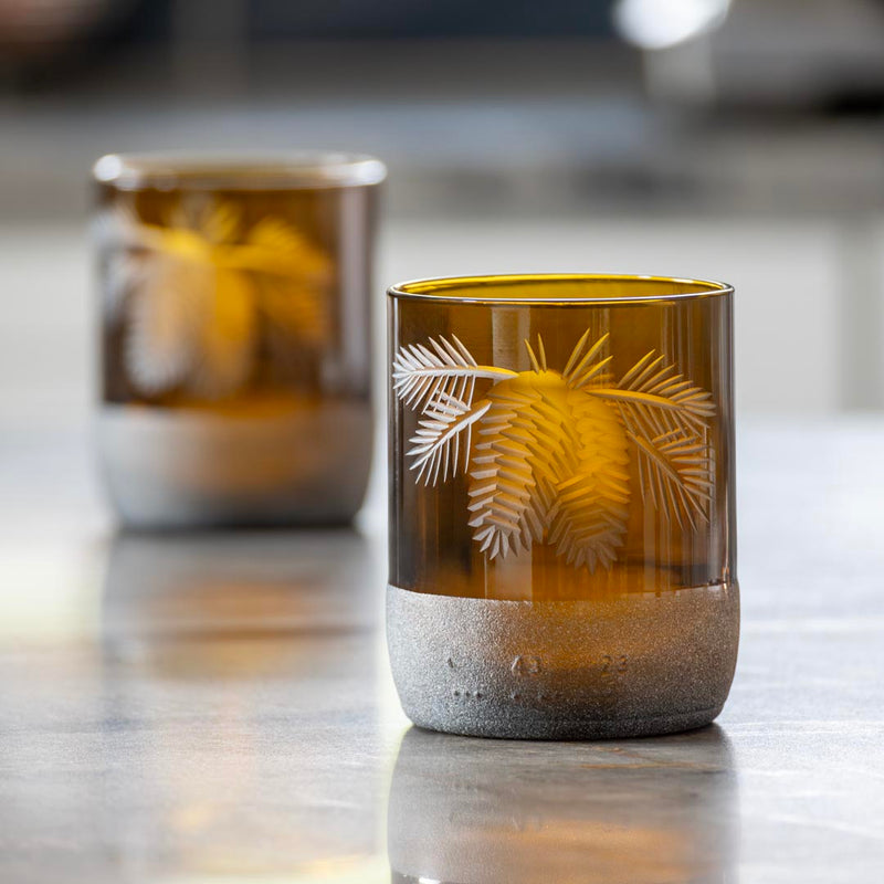 Rolf Glass Twice Around Woodland Pine 8oz Mocha Tumbler set of 2 in gift box are perfect for everyday use