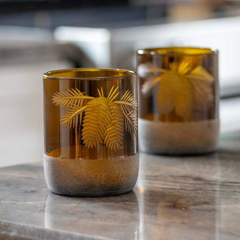 Rolf Glass Twice Around Woodland Pine 8oz Mocha Tumbler set of 2 glasses in a gift box is an enjoying glass to drink from