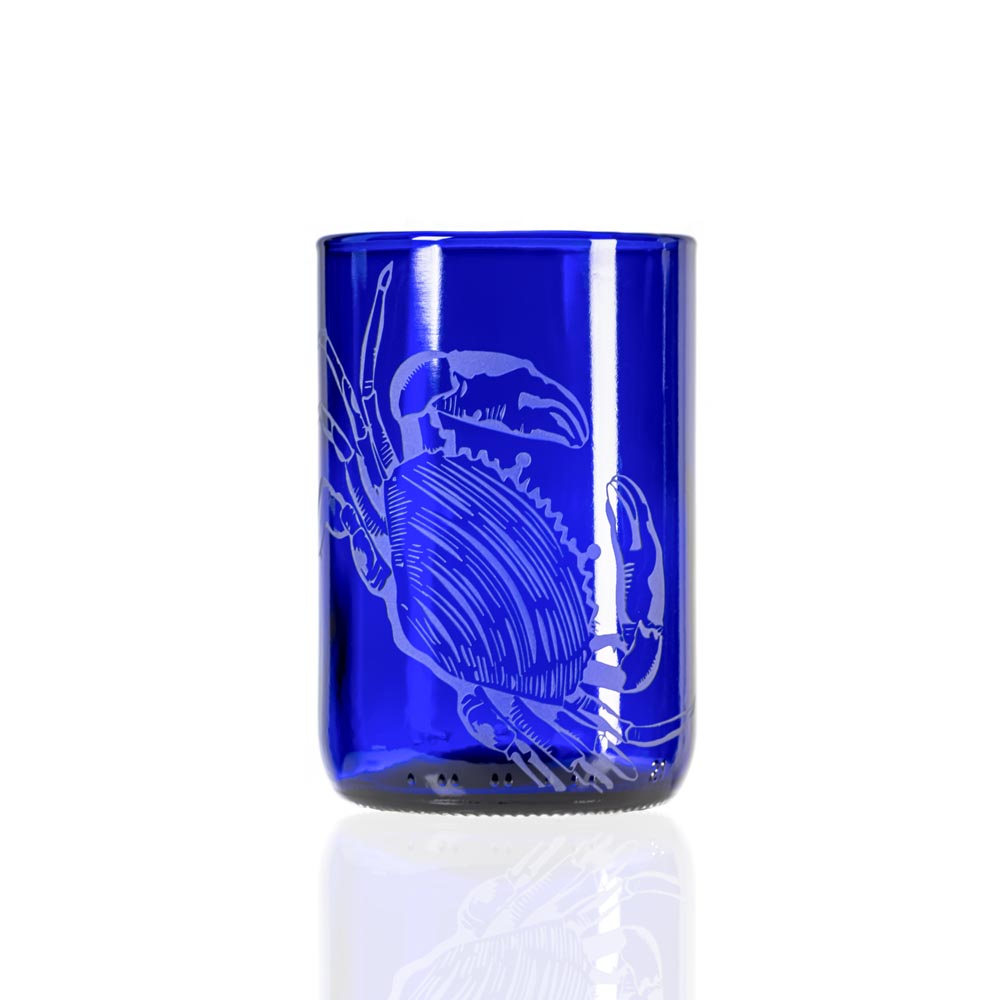Upcycled Cooper Crab 12oz Blue Repurposed Tumbler | Set of 4 - Thumbnail 2