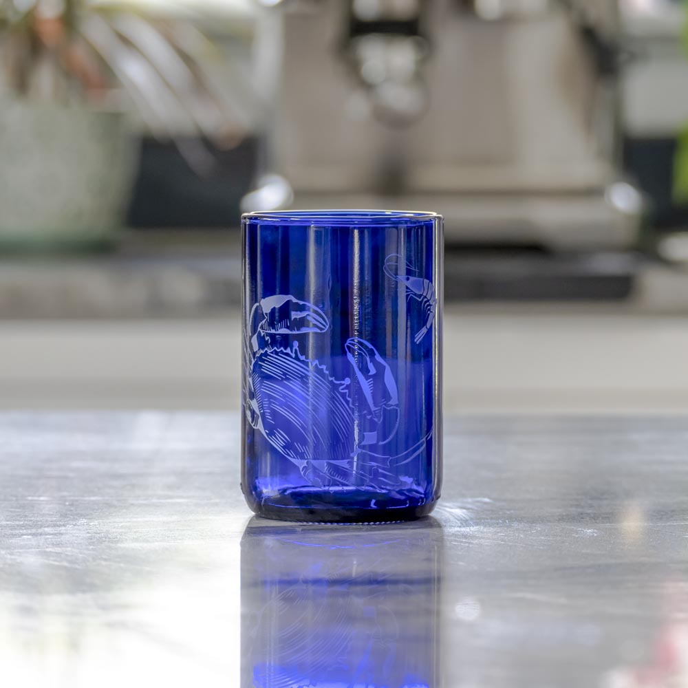 Rolf Glass Upcycled Cooper Crab 12oz Repurposed Bottle Tumbler