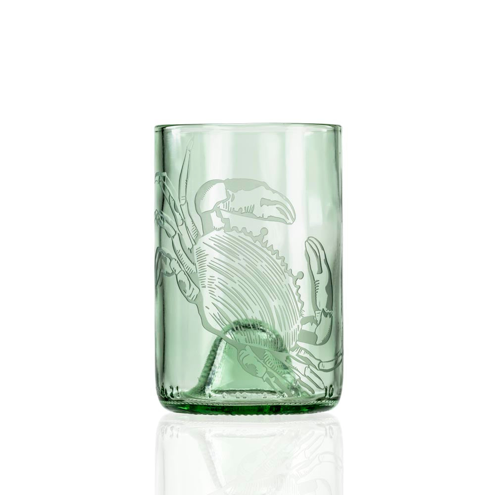 Rolf Glass Upcycled Cooper Crab 12oz Repurposed Bottle Tumbler