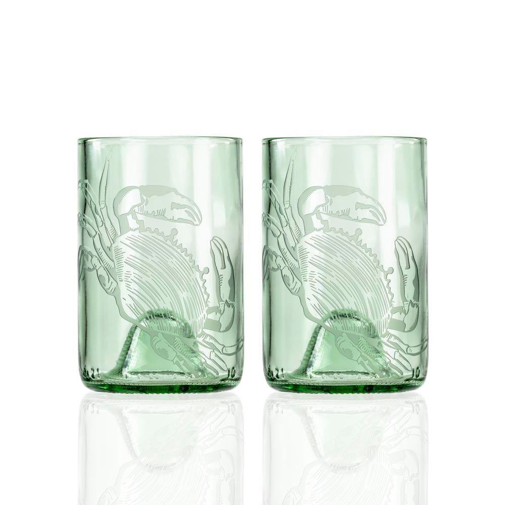 Rolf Glass Upcycled Cooper Crab 12oz Repurposed Bottle Tumbler