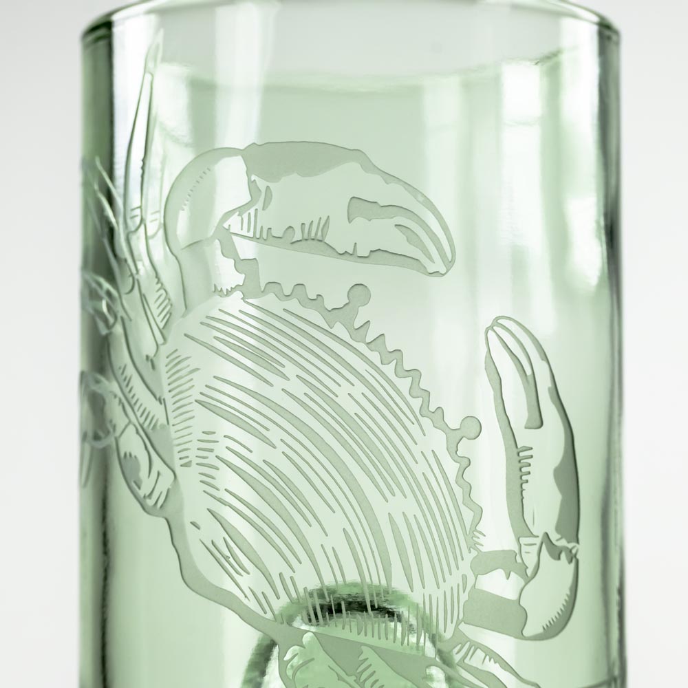 Rolf Glass Upcycled Cooper Crab 12oz Repurposed Bottle Tumbler