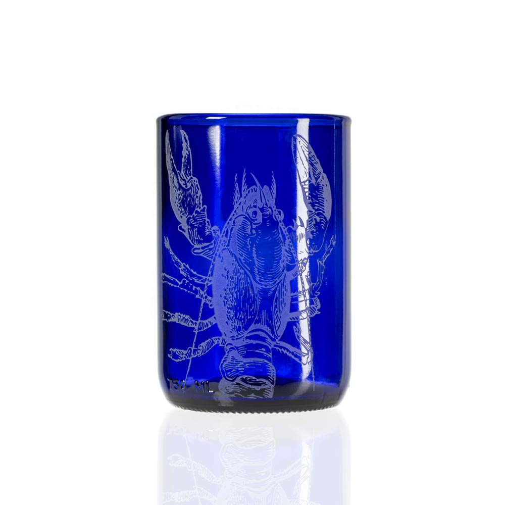 Upcycled Lola Lobster 12oz Blue Repurposed Tumbler | Set of 4 - Thumbnail 3