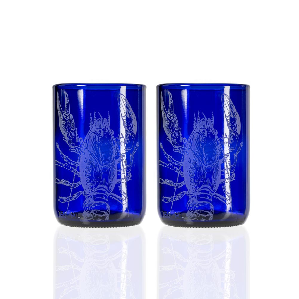 Upcycled Lola Lobster 12oz Blue Repurposed Tumbler | Set of 4 - Thumbnail 4