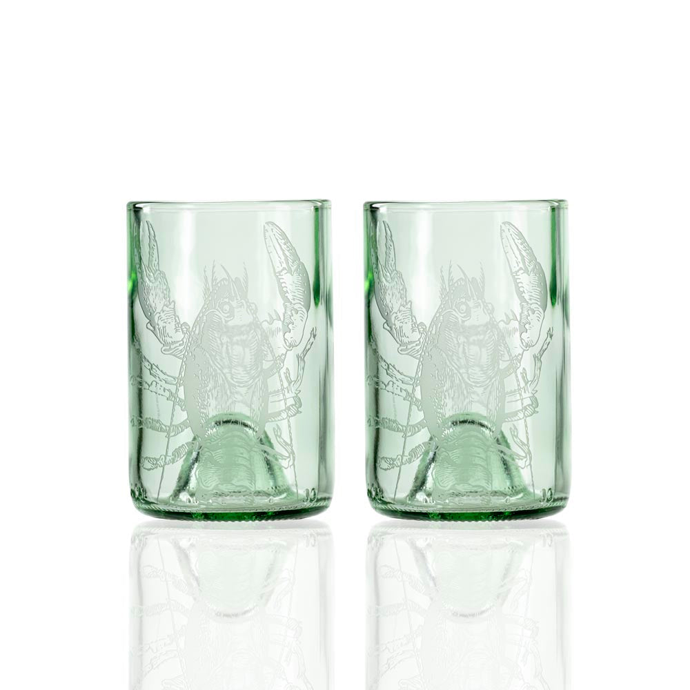 Upcycled Lola Lobster 12oz Green Repurposed Tumbler | Set of 4 - Thumbnail 4
