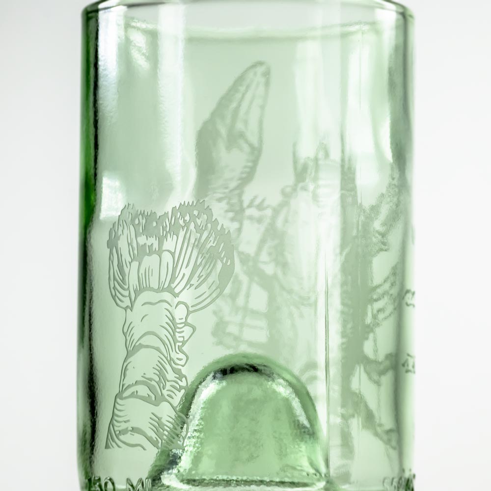 Rolf Glass Upcycled Lola Lobster 12oz Repurposed Bottle Tumbler