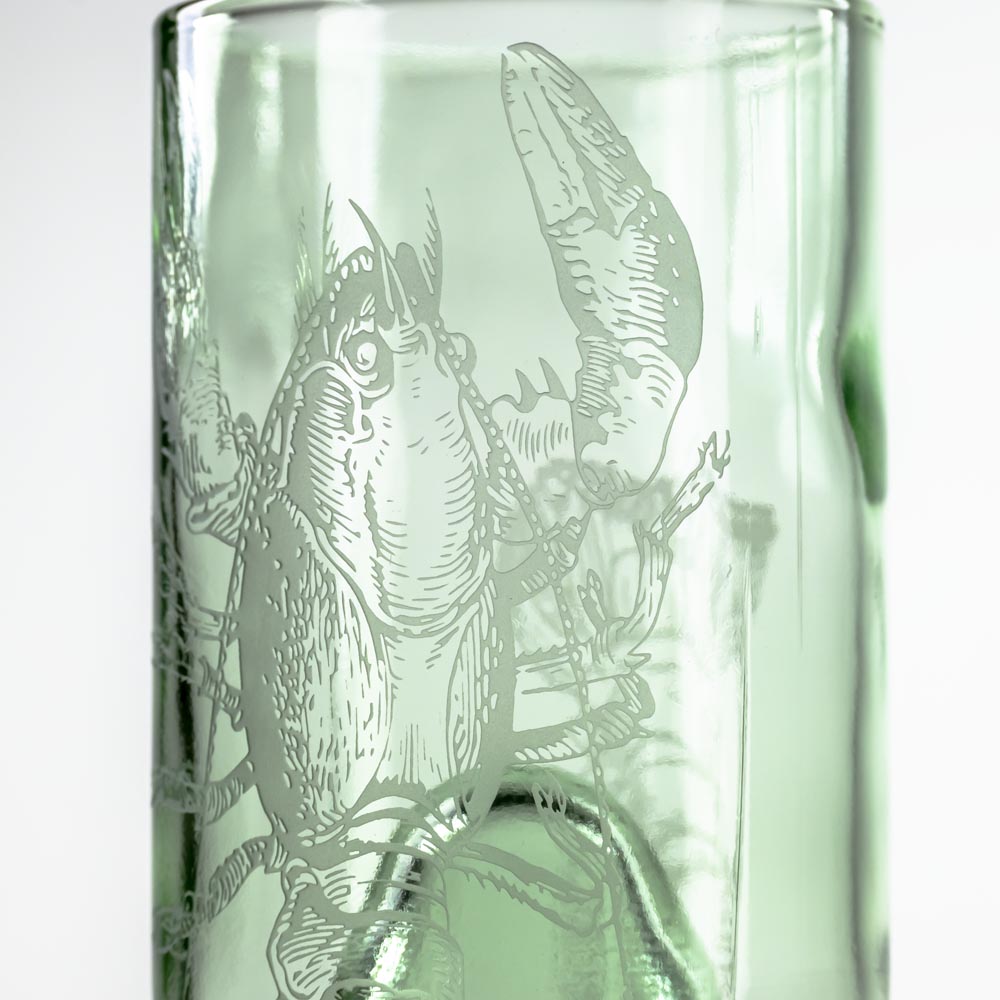 Rolf Glass Upcycled Lola Lobster 12oz Repurposed Bottle Tumbler
