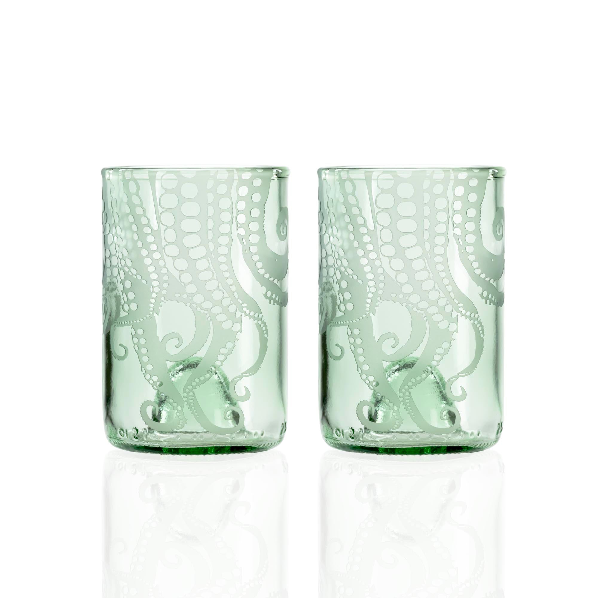Rolf Glass Upcycled Oscar Octopus 12oz Repurposed Bottle Tumbler